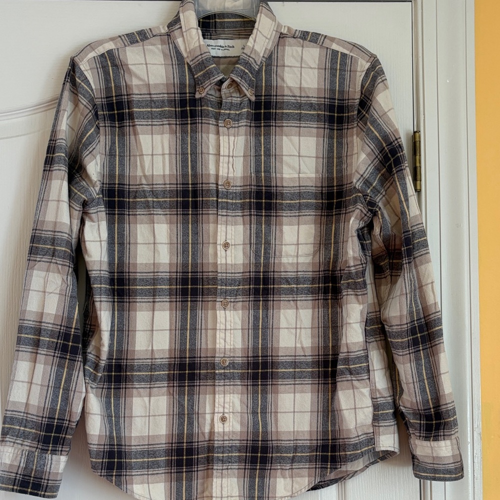 Abercrombie & Fitch Beige and Black Plaid Shirt
